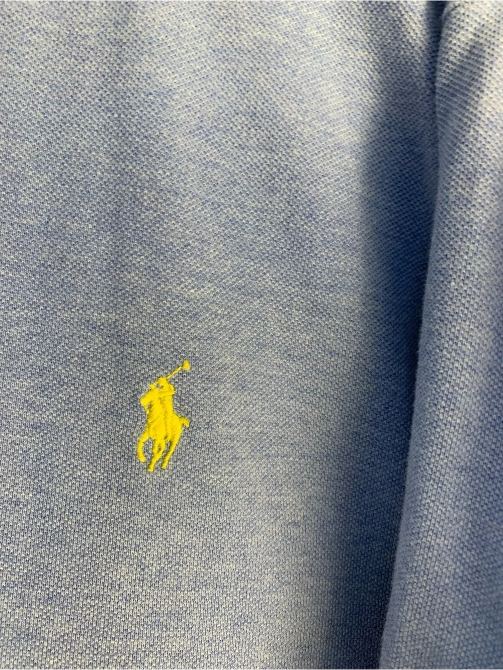 Polo Ralph Lauren Mens Large Light Blue Short Sleeve Pique Polo Yellow Pony